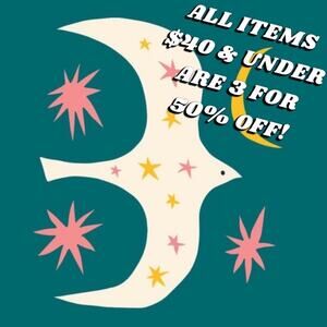 All items $40 & under are 3 for 50% off!